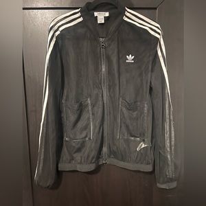Adidas Black and White Mesh Track Jacket Bomber